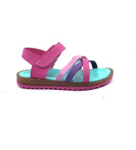 Şirin Bebe Pembe Mor  Kız Çocuk Bebe Sandalet Ayakkabı (Pembe- Mor)