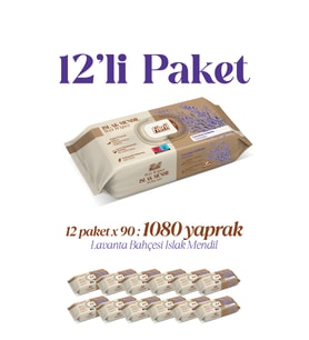 Fibril Yeni Lavanta Kokulu Islak Mendil 12x90 Pk 1080 Yaprak Doğal Esans , Geri Dönüştürülebilir Kumaş