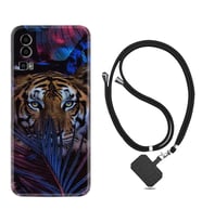 General Mobile Gm 23 Kılıf Resimli Boyun Askılı İpli Desenli Silikon Flowers Tiger 1319