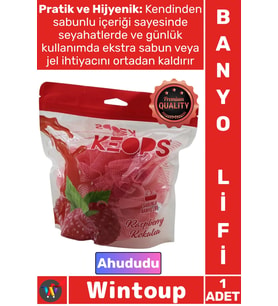#Lif Konforlu Masaj Etkili Pratik Köpüklü Yumuşak File Ergonomik Ahududu Kokulu Sabunlu Banyo Lifi
