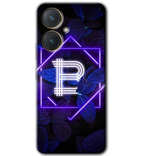 Vivo Y27 Kılıf HD Desen Baskılı Kılıf - Dark Neon Yaprak B Harfi