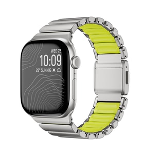 Watch 10 46mm Kordon KRD-151 Metal Silikon Kordon Gümüş-Yeşil