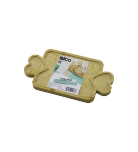 DİKDÖRTGEN 3 BÖLMELİ=2İN1 KALP KULP - BÖLME + 1 AHŞAP BAMBU SERVİS SUNUM TEPSİ - TAHTASI 25 X 14 X 1
