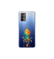 Oppo A74 ile uyumlu Splash ahtapot tasarımlı şeffaf silikon kılıf