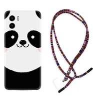 Vivo Y15S Y32 Y33S Y51 Y53S Kılıf Boyun Asklı Rasta Silikon Sevimli Panda 1794