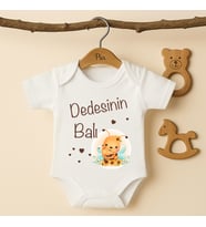 Pia Baby B21 %100 Pamuk Dedesinin Balı Yazılı Tasarlanabilir Bebek Body (Ekru)