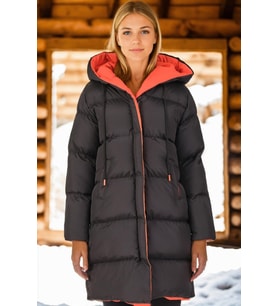 Dewberry Kadın %100 Polyester Kaban Siyah-Turuncu Z6687 Günlük Dış Giyim, Katmanlı Kombin, Seyahat Gardırobu
