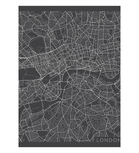Londra Haritası, Ingiltere - Gri Tablo Ahşap Poster Dekoratif