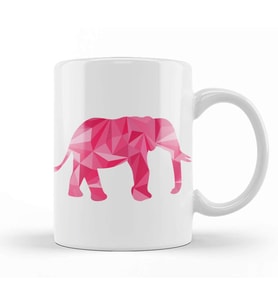 Geometric Animal Pink Elephant Kupa Bardak Porselen