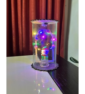 Yılbaşı Noel Temalı LED Işıklı Cam Fanus Biblo