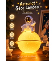 Astronot Temalı Ay Gece Lambası Dekoratif Masaüstü Aydınlatma Çocuk ve Genç Odası Lambası