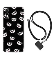 General Mobile Gm 23 Kılıf Silikon Boyun Askılı İpli Desenli Silikon Panda Suratları 1773