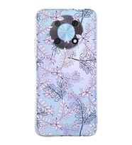 PrintiFy Huawei Nova Y90 Uyumlu Kamera Korumalı Floral Lila Tasarımlı Şeffaf Silikon Kılıf