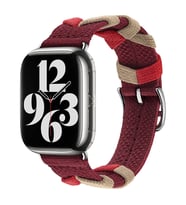 Apple Watch 10/11 42mm-38/40/41mm Bridon BalıkSırtı Örgü Tasarımlı Kordon 97 2/3 (Kırmızı)