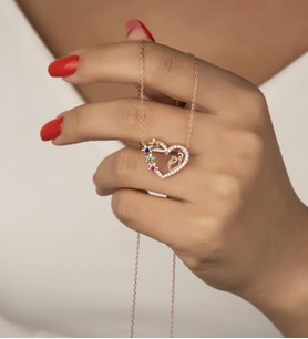 925 Ayar Gümüş Rose Yıldızlı Anne Bebek Kolye