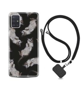 Samsung a71 A72 A73 A7 A9 2018 C7 C9 Kılıf Boyun Askılı Silikon Sevimli Kedicikler 1785