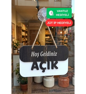 3 Katlı Modern Açık/Kapalı Tabelası - Beyaz/Rebap