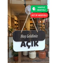3 Katlı Modern Açık/Kapalı Tabelası - Beyaz/Rebap
