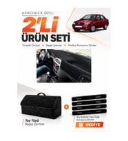 e-biz FIAT ALBEA (1999-2005) Uyumlu Torpido Örtüsü + Tay Tüyü Bagaj Çantası Seti - Siyah - FI002
