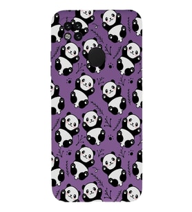 Xiaomi Redmi 9C Uyumlu Lansman Kılıf Panda Tasarımlı İçi Kadife Kapak-Mor (Şeffaf)