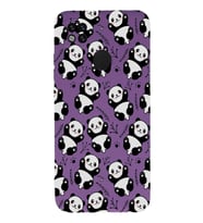 Xiaomi Redmi 9C Uyumlu Lansman Kılıf Panda Tasarımlı İçi Kadife Kapak-Mor (Şeffaf)