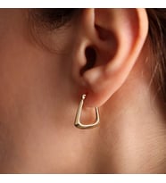 Altın Küpe 14K 585 Parlak Çanta Tasarım 2.3cm Zarif Küpe 