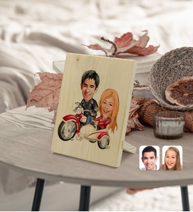 BK Gift Kişiye Özel Sevgililer Karikatürlü Dekoratif Ahşap Çerçeve Model 12