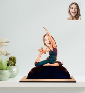 Kişiye Özel Kadın Yogacı Karikatür Ahşap Biblo