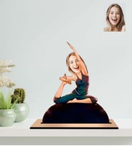 Kişiye Özel Kadın Yogacı Karikatür Ahşap Biblo