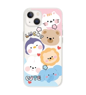 Iphone 14 Uyumlu Cute Animals Tasarımlı Şeffaf Telefon Kılıfı