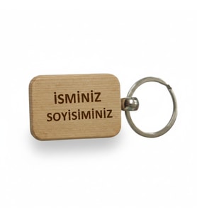 Kişiye Özel Mini Dikgörtgen Ahşap Anahtarlık – İsim Soyisim Yazılı Lazer Gravür Anahtarlık – Özel Tasarım Kişisel Hediye