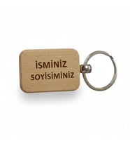Kişiye Özel Mini Dikgörtgen Ahşap Anahtarlık – İsim Soyisim Yazılı Lazer Gravür Anahtarlık – Özel Tasarım Kişisel Hediye