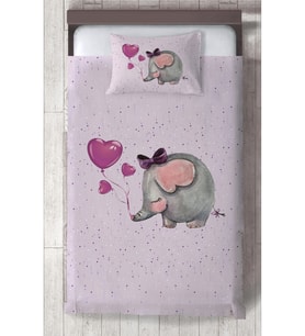 MEKTA HOME BEBEK VE ÇOCUK ODASI Mor Fil Desenli Yatak Örtüsü