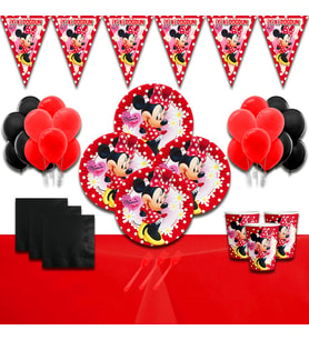 minniemouse kırmızı doğum günü parti seti 16 kişilik