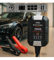 Mioji 1000 1A 6V ve 12V Araba Şarj, Akü Bakım, Damlama Şarj Cihazı ve Motosiklet, ATV, Lityum ve Derin Döngülü Aküler için Kükürt Giderici Akıllı Araç Akü Şarj Cihazı (Siyah)