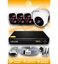 ELITCAM 4 Kameralı Panda 1 İç Kamera Set HDD'siz Full HD Gece Görüşlü Güvenlik Kamerası Sistemi