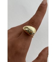 Cilalı Droplet Tasarım Kadın Çelik Yüzük Gold Kararmaz Renk Atmaz