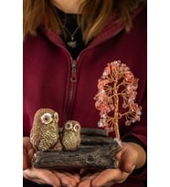 Gül Kuvars Taşı El Yapımı 11x15cm Doğal Taş Dekoratif Hayat Ağacı