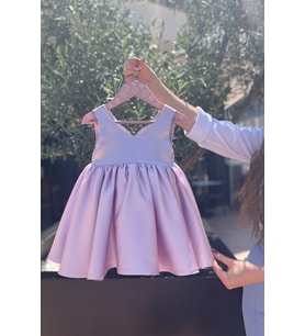 Askılı Kalp Yaka Lila Kız Çocuk Bebek Saten Abiye Elbise