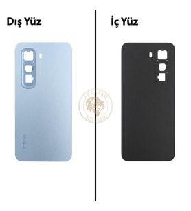 Infinix Hot 50 Pro Mavi Uyumlu Arka Kapak Arka Cam Batarya Pil Kapağı Lazer Kesim Back Cover