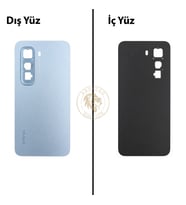 Infinix Hot 50 Pro Mavi Uyumlu Arka Kapak Arka Cam Batarya Pil Kapağı Lazer Kesim Back Cover