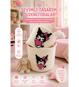 Jasper Jüt İp Kuromi Karakterli Çocuk Çamaşır Sepeti Oyuncak Organizeri Düzenleyici Solmaz-yırtılmaz