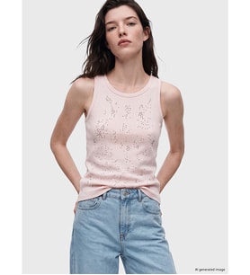 LCW Comfort Pembe Bisiklet Yaka Taşlı Kadın Fitilli Atlet