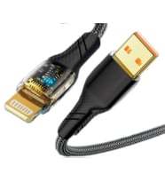 Led Işık Uçlu Sağlam İp Kablolu USB to Lightning Hızlı Şarj Kablosu (Siyah)