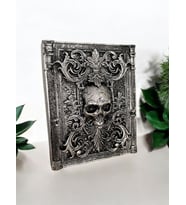 Kafatası Kabartmalı Kitap Görünümlü Biblo (Gümüş)