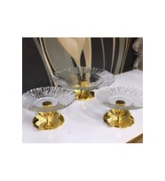 DEKORATİF GOLD AYAKLI CAM ÇEEZLİK SUNUMLUK 3 LÜ İKRAMLIK BÜYÜK VE KÜÇÜK BOY
