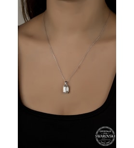 Union Swarovski Crystal Kadın Octagon Gümüş Kolye