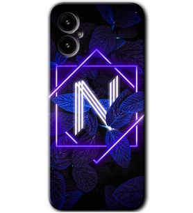 Omix X3 Kılıf HD Desen Baskılı Arka Kapak - Dark Neon Yaprak N Harfi