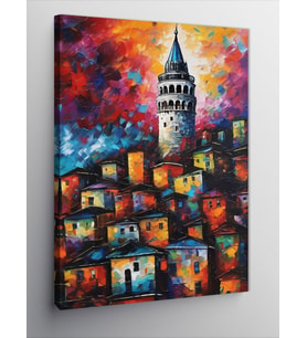 Kanvas Tablo Pastel Tonlarda Galata Kulesi