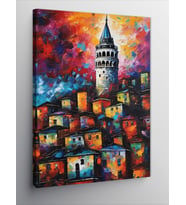 Kanvas Tablo Pastel Tonlarda Galata Kulesi